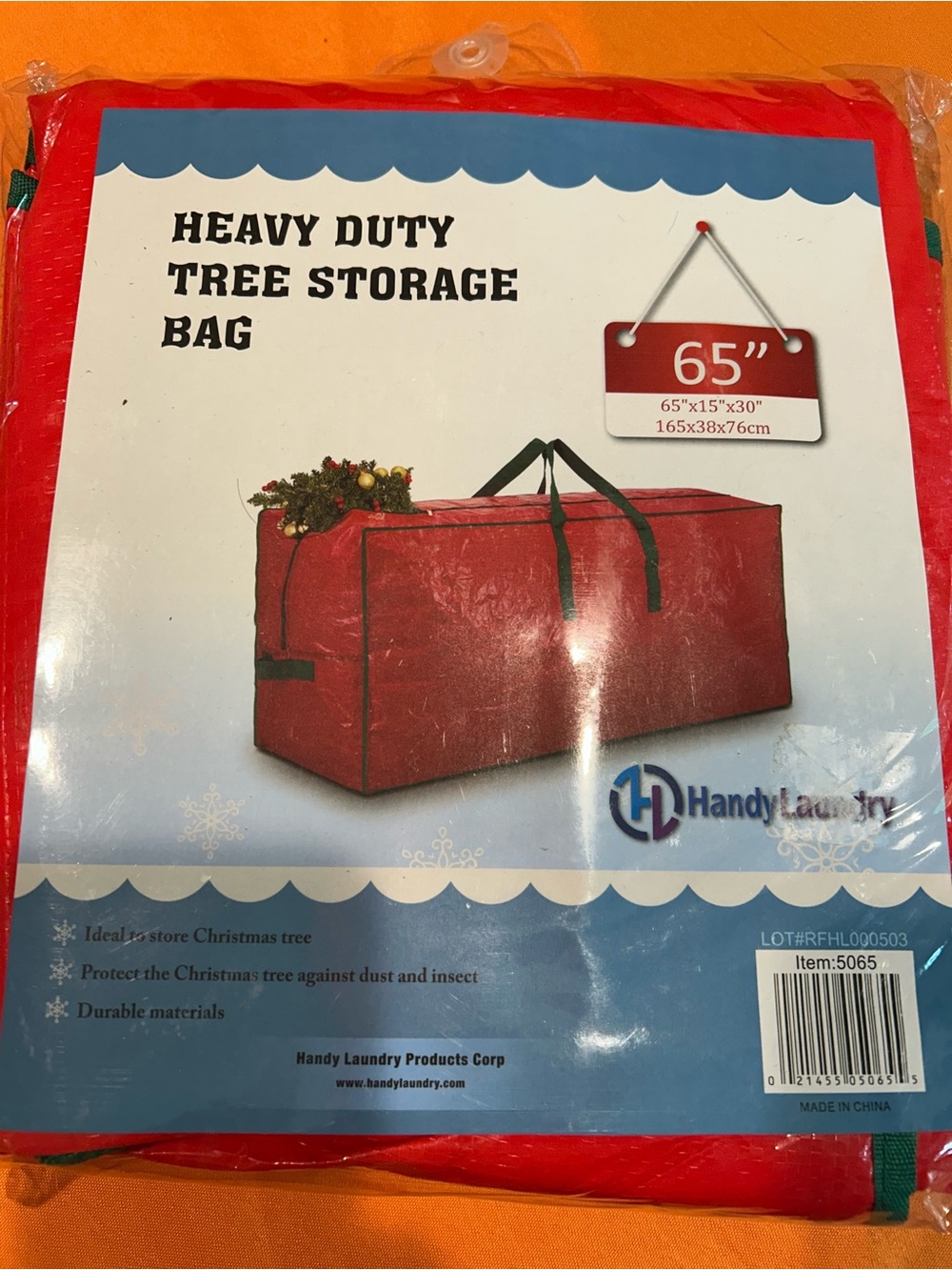 Christmas Tree Storage Bag - Red, 9 Ft, Durable, Waterproof